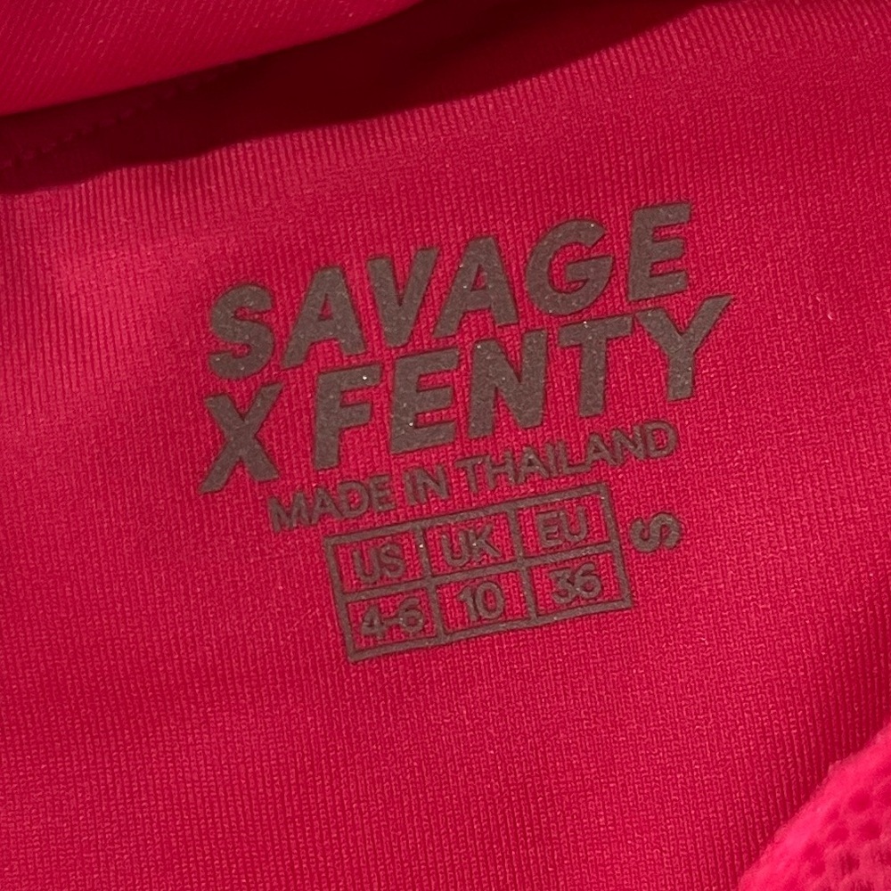 Savage X Fenty Hot Pink Lace Mesh Crop Top Bralette Size Small 4-6 NWOT - Picture 5 of 8